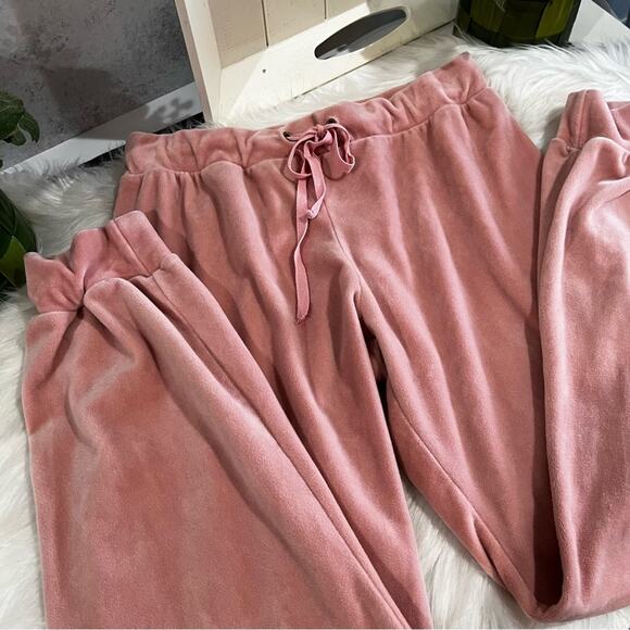 NEW Tart x Nordstrom Velour Drawstring Waist Cuffed Ankle Lounge Joggers Pink M - Picture 4 of 12